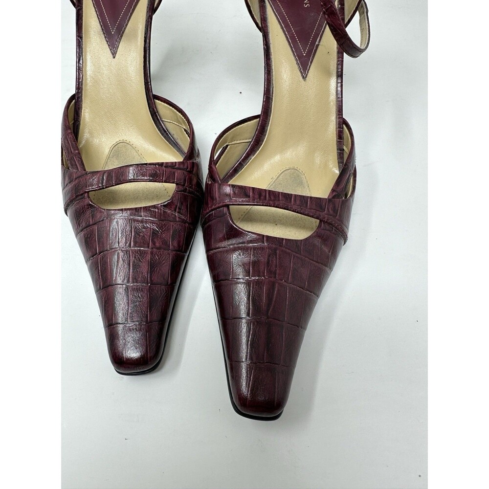 Valerie Steven’s Burgundy Leather Made in Italy Women's 8B Slingback Style Heels